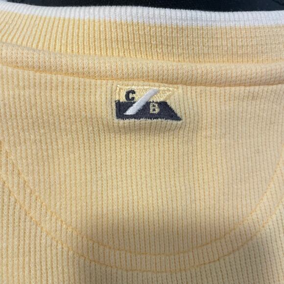 women's Cutter & Buck Vest MEDIUM yellow knit white stripe embroider logo cotton - Picture 12 of 16